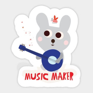 Music Maker Bear Rocks the Guitar Sticker